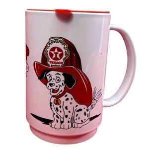 Vintage Texaco Pup Cup Dalmatian Dog Firefighter Hat Coffee Mug with Lid